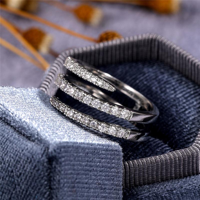 Inele de deget Sterling Fashion cu formă înconjurătoare pentru femei, cu piatră CZ din cristal strălucitor, pentru petrecere, nuntă, bijuterii statement