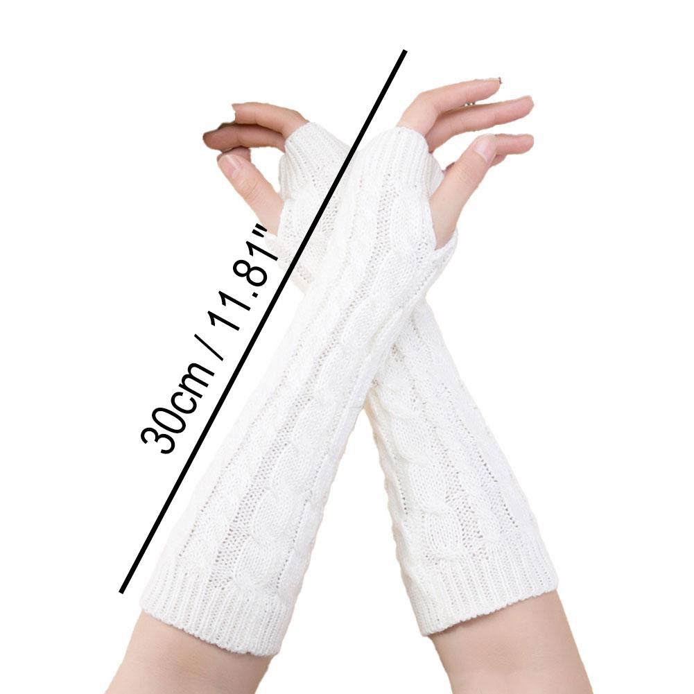 Women Knit Long Fingerless Gloves Fashion Arm Wrist Sleeve Hand Warmer Girls Casual Half Black Over Elbow Punk Gothic Mittens
