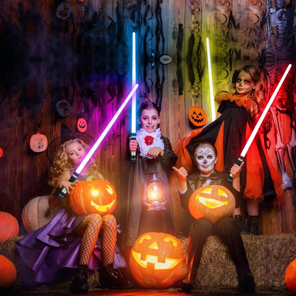 Set of 2 LED Illuminating 7 Party Supplies Lightsabers, Toy, Light-Up Sword, Cosplay, Extendable, Combineable, Colors, Color-Changing LED, (Extendable