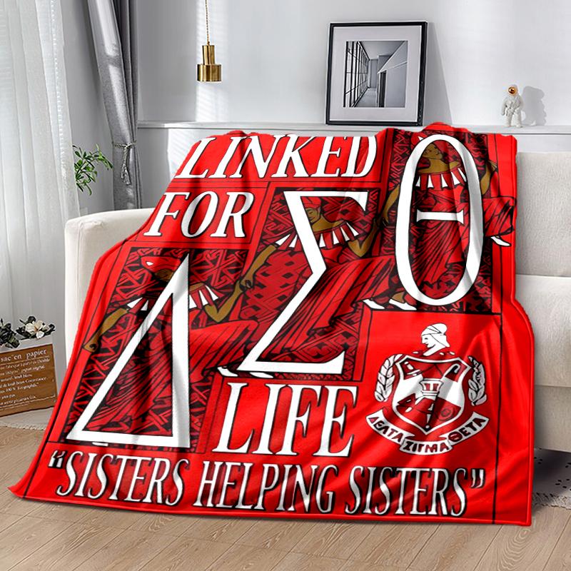 1pc Blanket Delta Sigma Theta logo Print Design, Lightweight Blanket for Sofa, Bed- Soft &Warm, Gift for All Seasons like Christmas, Halloween