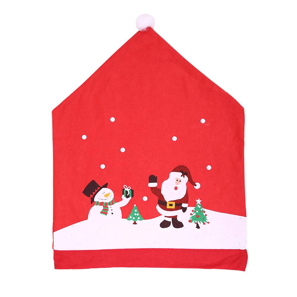 Christmas Non-Woven Chair Cover Cartoon Old Man Snowman Stool Cover Christmas Big Hat