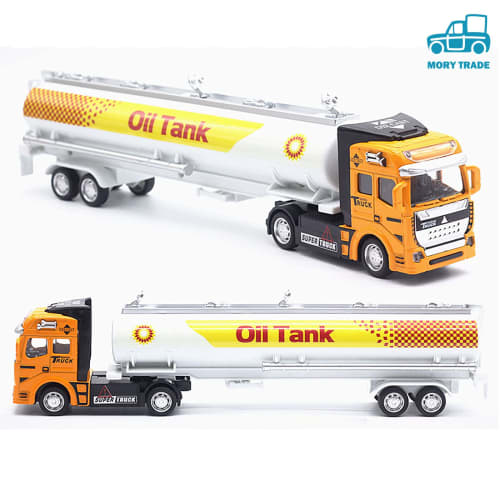 MORYTRADE Tanker Truck Toy, Oil Truck, Working Vehicle, Large Trailer, 1/48 Scale, 6+, Yellow