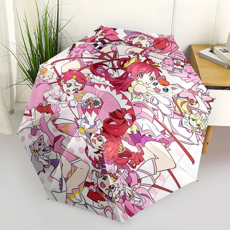

1pc Pink Ribbon Outdoor Umbrella - Automatic Opening/Closing, Portable 3-Fold Design with 8 Iron Ribs - Perfect Gift for Fans, Travelers, Daily U