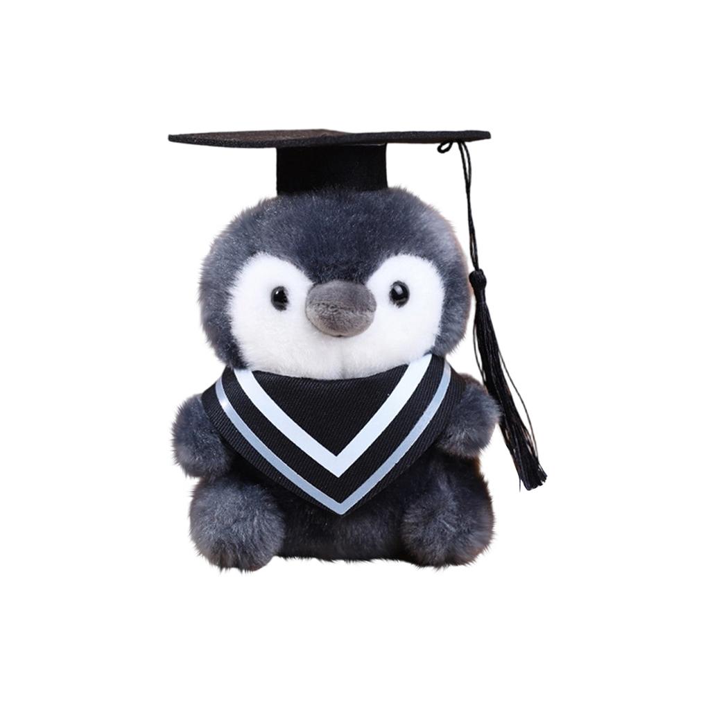 Plush Penguin Graduation Doll Soft Stuffed Animal Toy with Graduation Cap and Gown Suitable for Graduation Season Gifts and Decorations