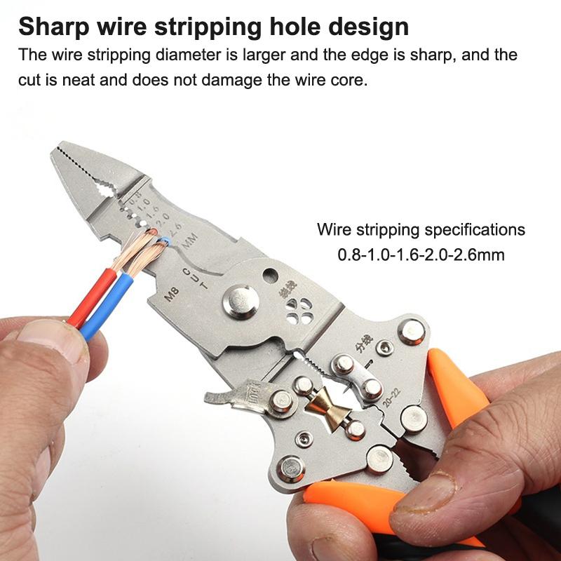 1pc Wire Stripper Foldable Cable Cutter Stripper Pliers Multifunctional Electrician Hand Tool For Wires Cutting Crimping Winding