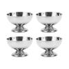 Metal Pudding Cups, 4 Ice Cream Bowls, Stainless Steel Space-Saving for Parties