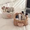 2 Stück Kawaii Kleiner Bär Kleiner Aufbewahrungskorb Korea Schreibtisch Dekorative Seil Gewebter Regal Korb Niedlicher Weicher Tisch Kleinkram Organizer