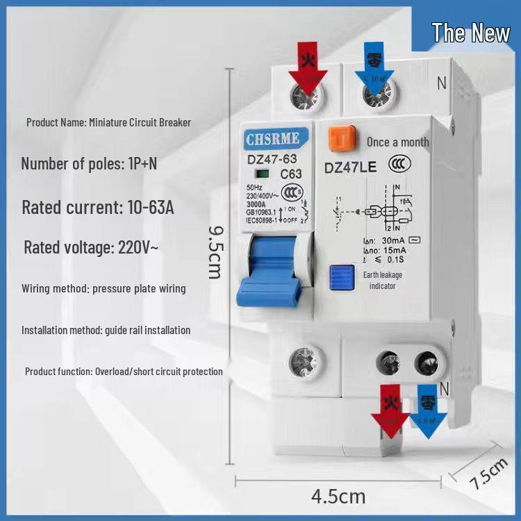 1P2P3P4P Residual Current Circuit Breaker Switch DZ47-63 - Main Household Air Circuit Breaker