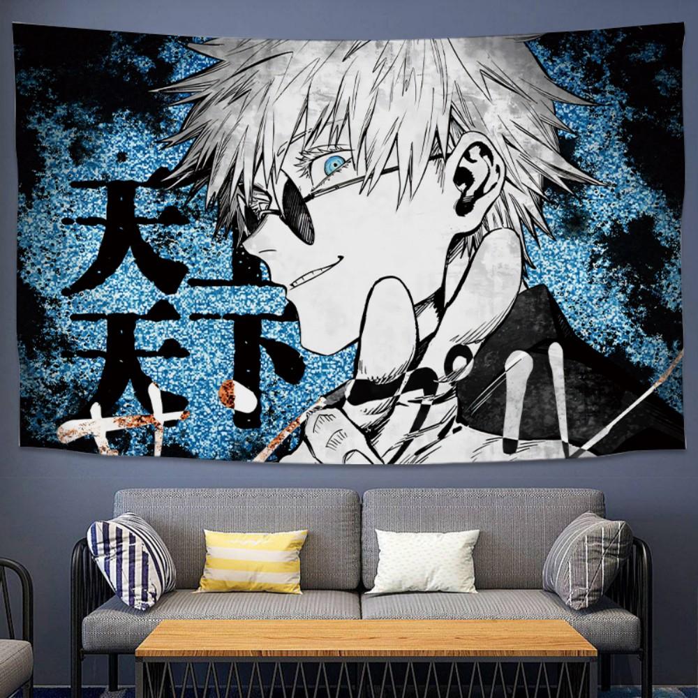 VIKAMA 2D Anime Hintergrund Wandteppich für Studentenwohnheim Nachttisch Wandbehang Raumdekoration Stoff Hängendes Tuch