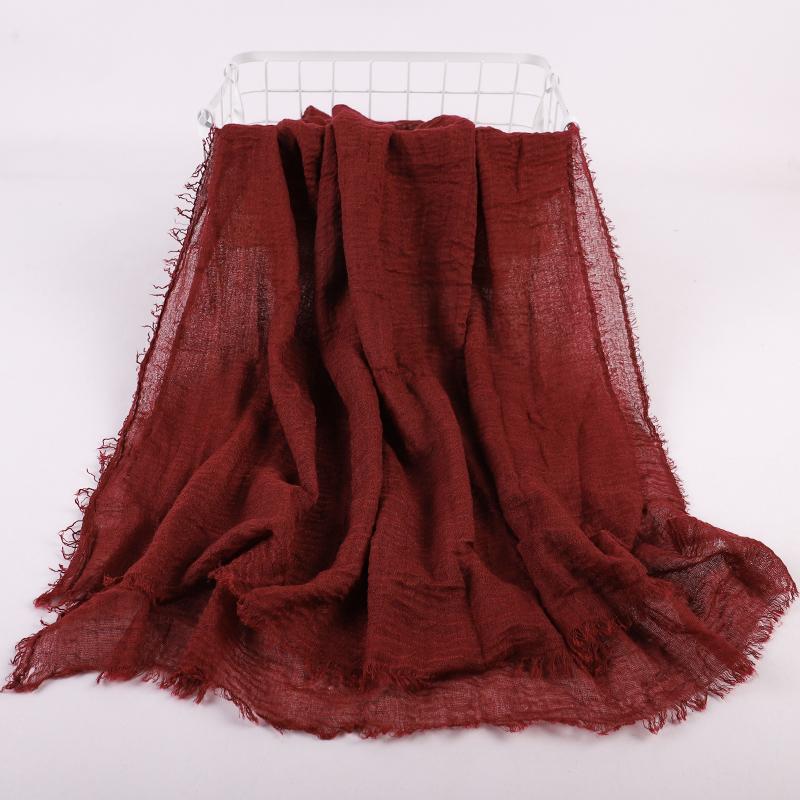 Ramadan Cotton Crinkle Headband Veil Scarves Women Solid Color  Head Wraps Long Scarves Turban Headband Muslim Fashion Headscarf