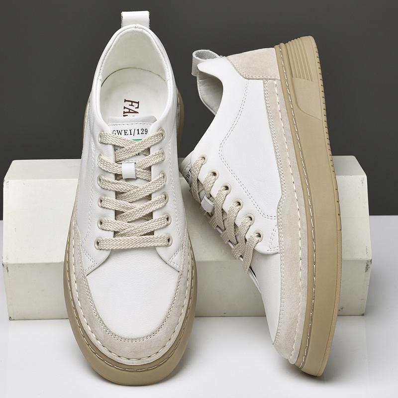 Fashion Retro British Men Casual Shoes Top Quality Handmade Upscale Luxury Cow Leather Black Sneakers Outdoor Walk Skateboard Shoes Men