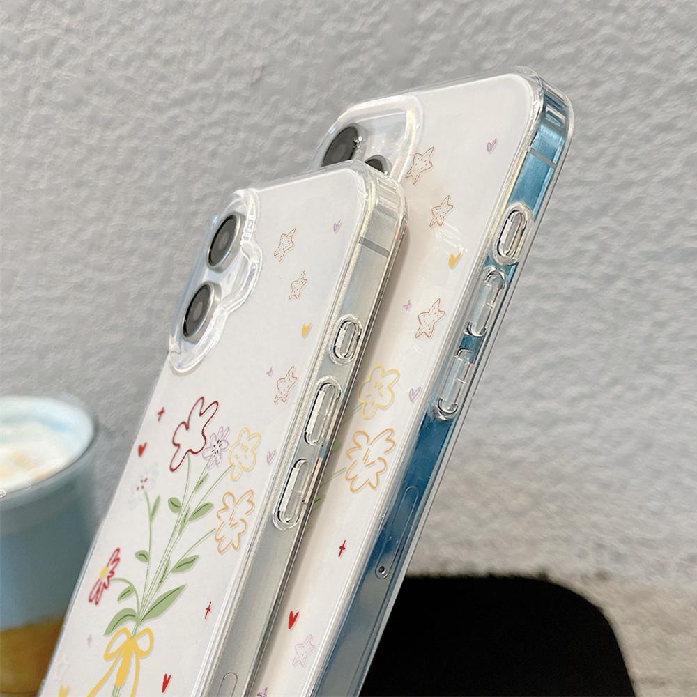 Painted Phone Case for iPhone 12 13 15 16 iPhone 16 12 13 14 15 Pro  14 15 16 Pro Max Coverage Shockproof Anti-Fingerprint Fresh Style Protective Case