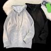 Felpa con cappuccio da uomo Autunno Inverno Coulisse Cappuccio Ampio Zip Cardigan Giacca esterna con tasche Taglie forti Stile Americano Lunghezza media Giacca sportiva