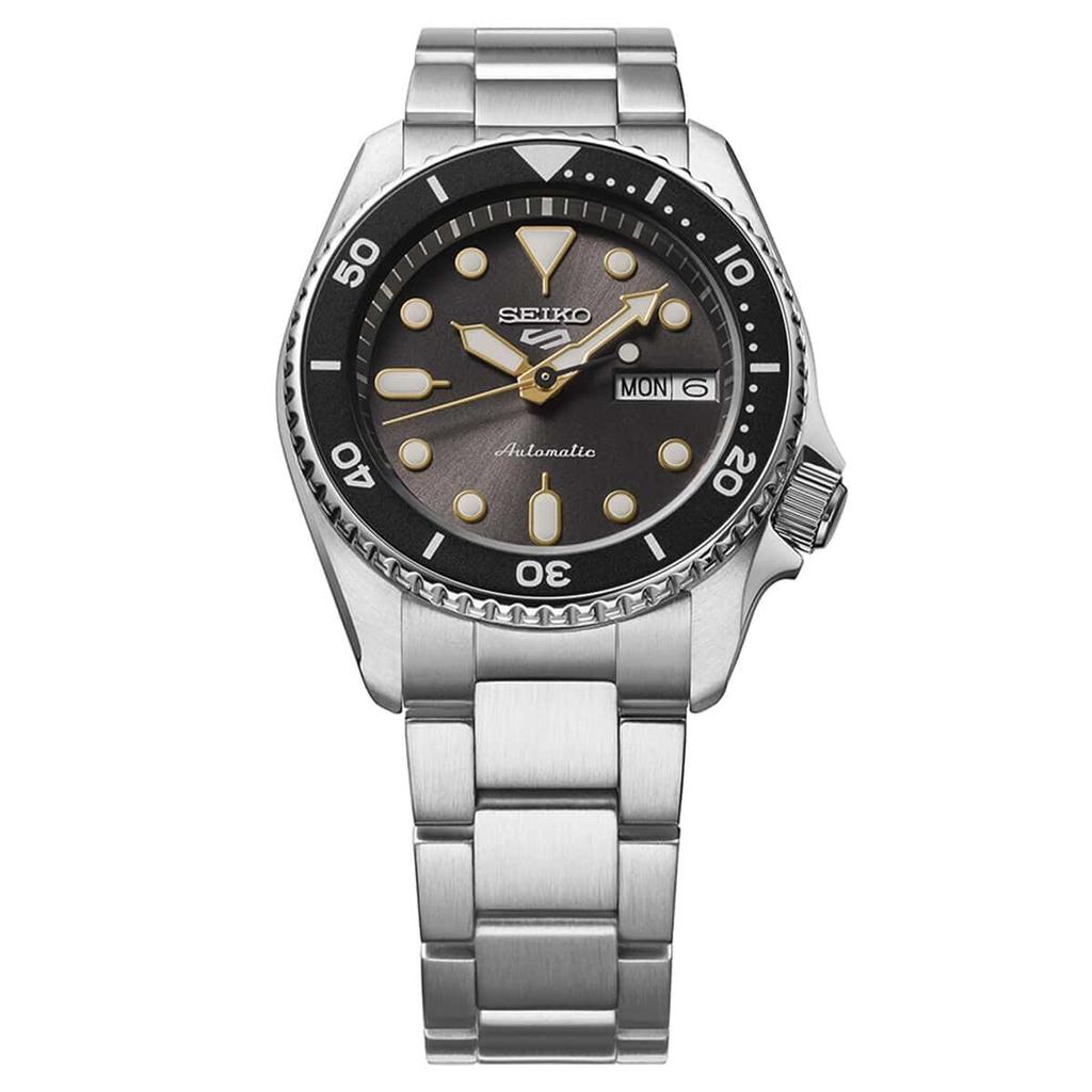 Seiko SRPL79K1 5 Sports SKX Automatikuhr aus Edelstahl für 38mm Gehäuse Herren, Größe, Schwarz/Silber