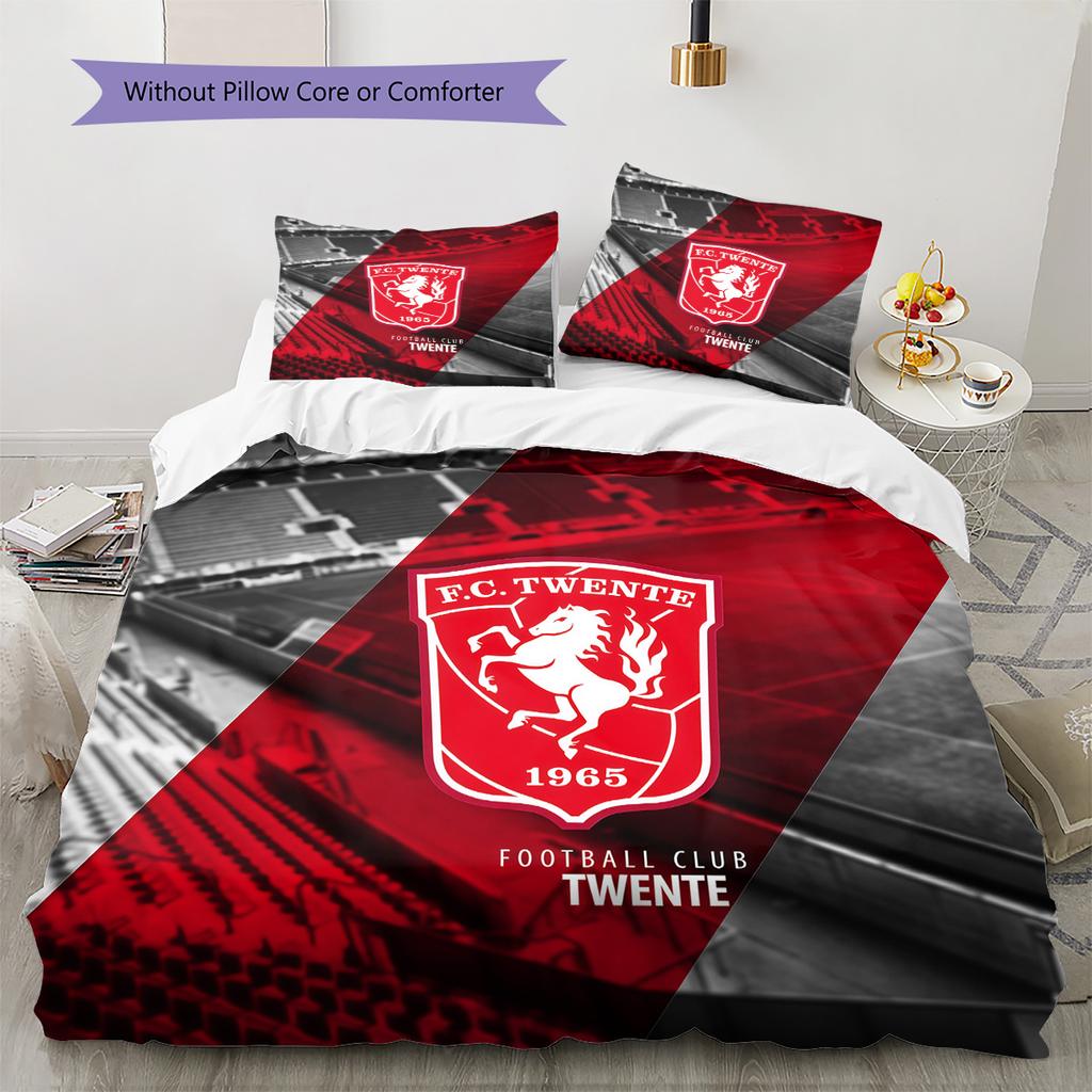 FC Twente Pattern Bedding Quilt Set  Home Decoration  Gift (1 * Duvet Cover + 2 * Pillowcase  Without Core).xwn