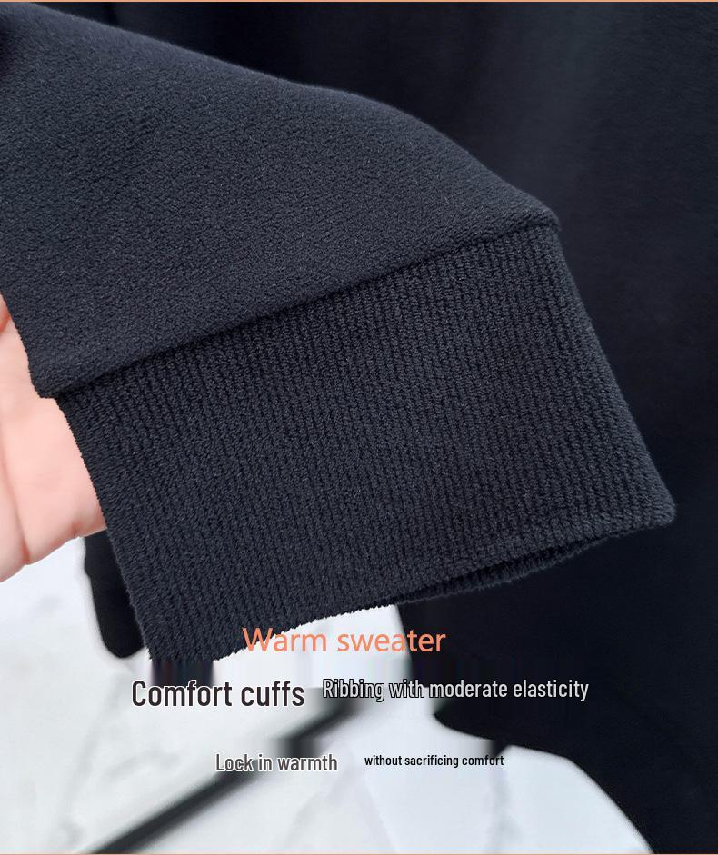 Herren Stickerei Wolle Plüsch Halbreißverschluss Hoodie - Verdicktes Herbst/Winter Basisschicht Oberteil