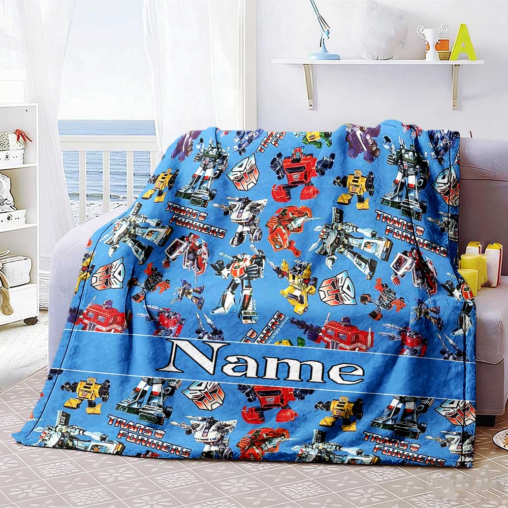 Love Transformers (8) Customize Your Name Blanket Lightweight Personalized Blanket Soft & Cozy for Picnics Seaside Office Home Decor