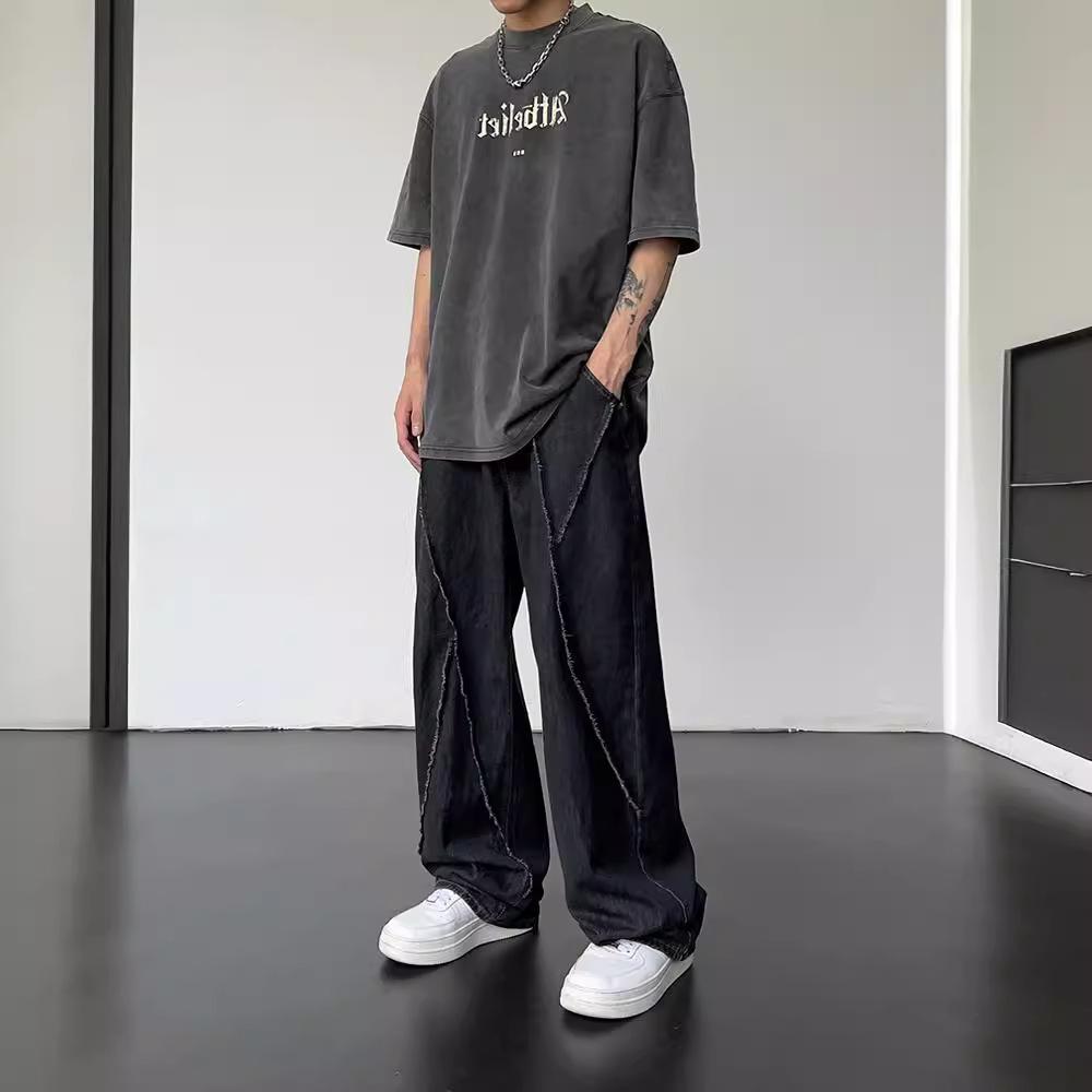 Pantalones vaqueros holgados streetwear para hombre Moda coreana Sueltos Rectos Pierna ancha Ropa de marca para hombre Pantalones