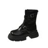 Brown casual and thin British style platform Martin boots women's 2025 autumn new small round head thick heel short boots