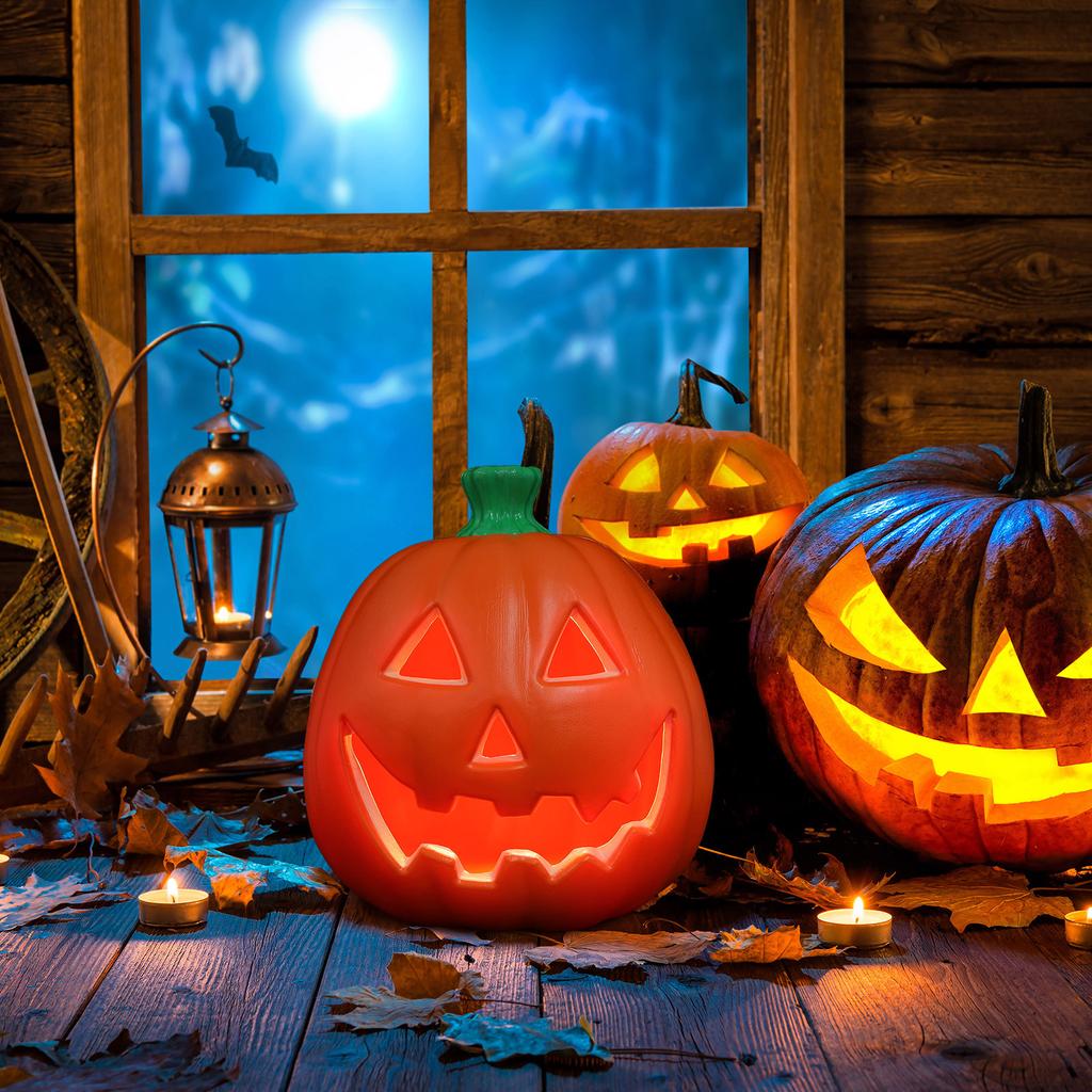 Halloween Lantern: Classic Plastic Led Pumpkin Decoration For Indoor Outdoor Party Home Decor, Powered Halloween