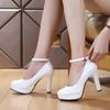 Mary Jane shoes buckle style occupation high heels thick heel versatile high one belt small patent leather casual waterproof table