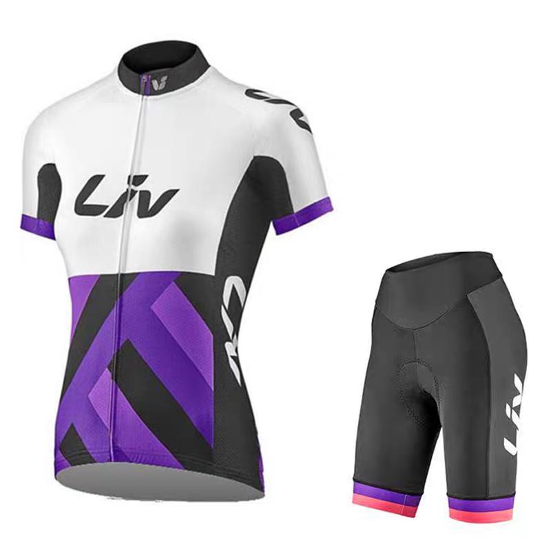 Women's Cycling Suit Set Summer Short Sleeved Cycling Jersey Cycling Bib Women's Sponge Cushion Cycling Shorts
