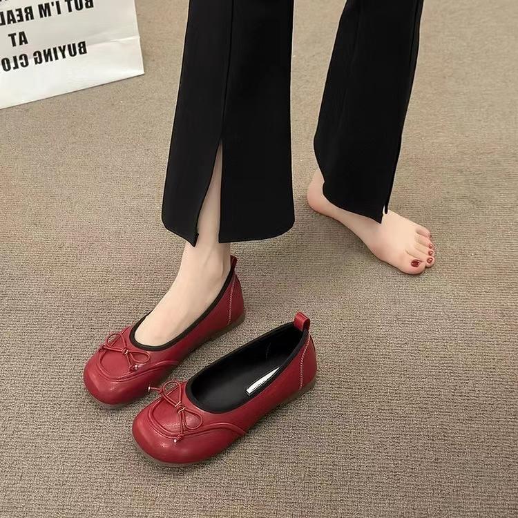 Fashion 2024 Summer Fashion Women's Elegant Square Toe Slip-On Bow Flat Low Shoes