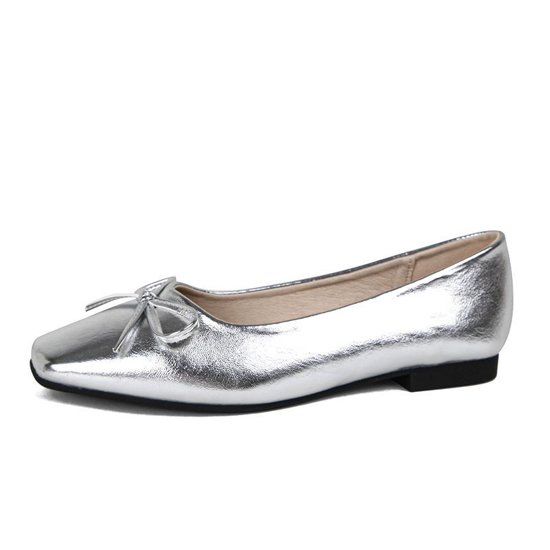 Silberne Schleife Ballerinas: 2025 Mary Jane Stil Damen Schuhe