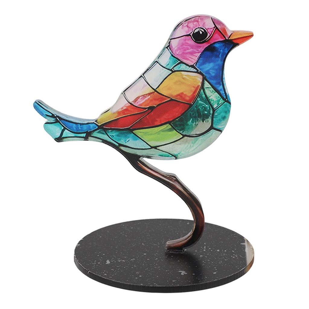 Păsări pe Ramură Ornamente Artizanale Acril Colorat Vivid Statuetă Animal Plat Decor pentru Desktop