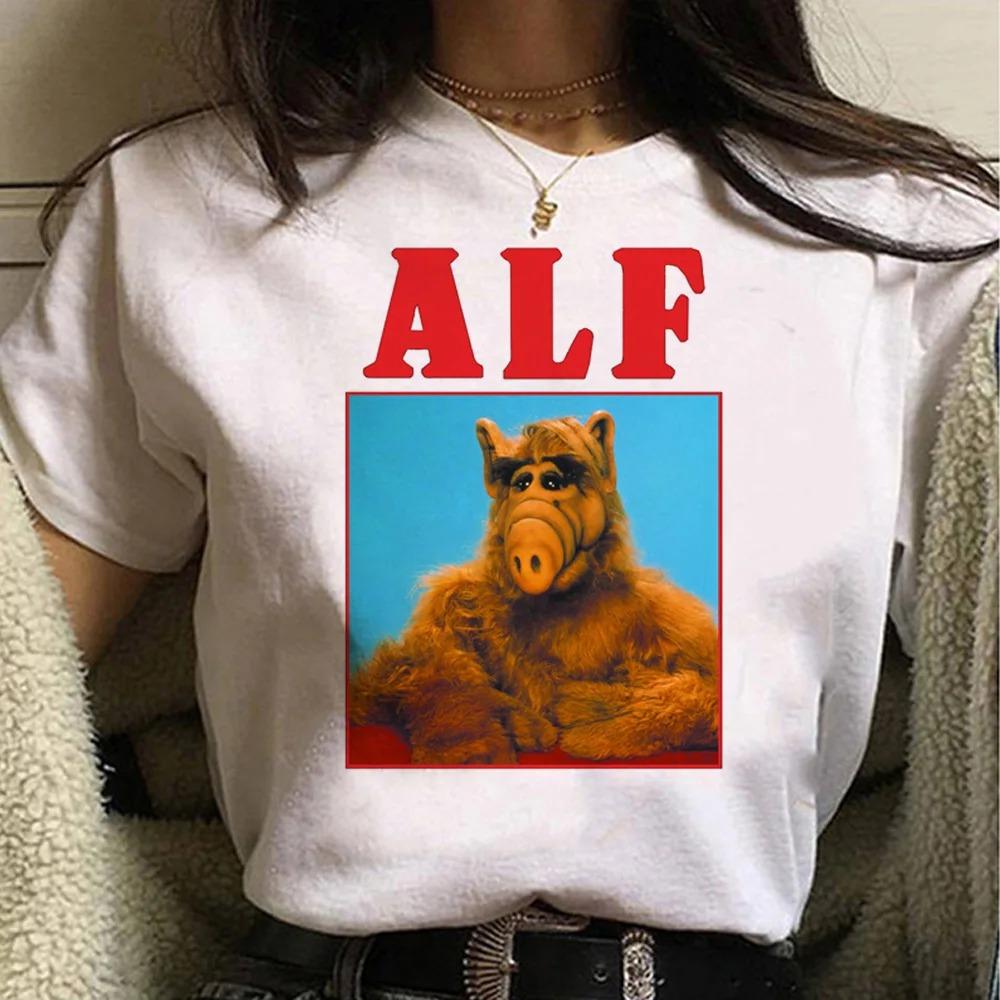 Alf Printed Y2K Tshirt Women 90s Trend New FeUnisex Tee Fashion Cartoon Short Sleeve T Shirt Graphic Top Print Ladies Clothing