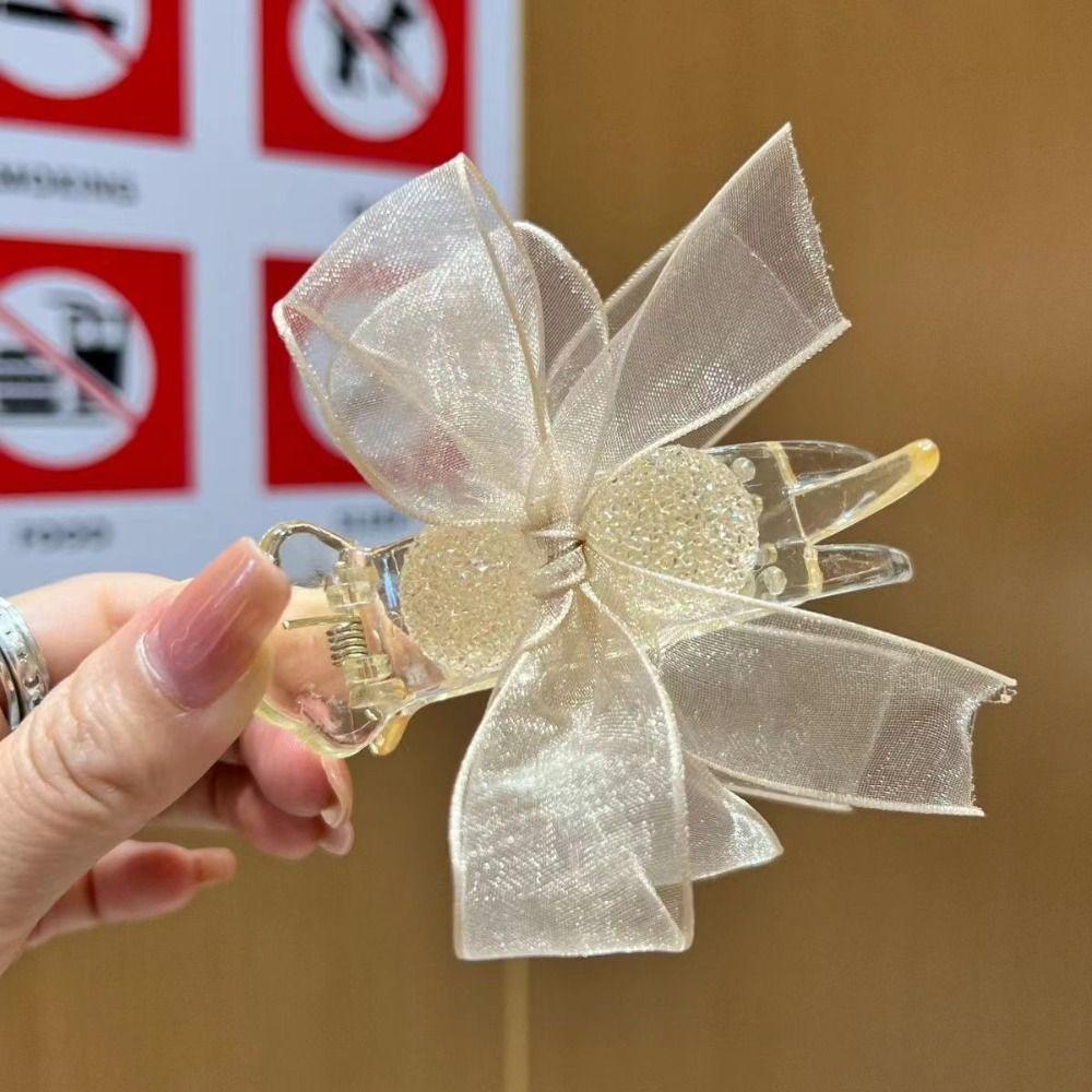 French Style Hair Claws Champagne/Black Headwear Sweet Lace Bow Hair Clips  for Women Girls