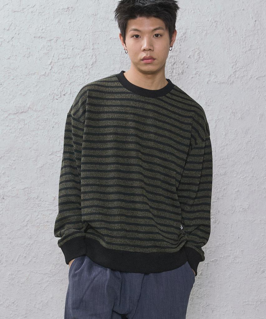 CAMEL WORK Relaxed Striped Knit (Green)