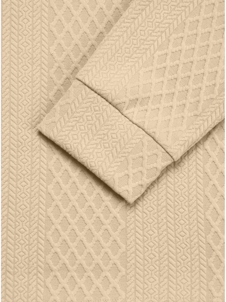 European Style Textured Jacquard Long Sleeve Polo Shirt for Men