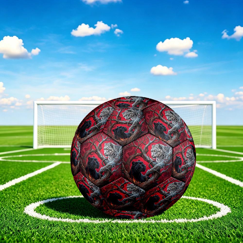 1pc Panther Snow Leopard Theme Soccer Ball Football, Size 5, Lightweight PVC, Durable Outdoor Training Soccer Ball, Gift m6148
