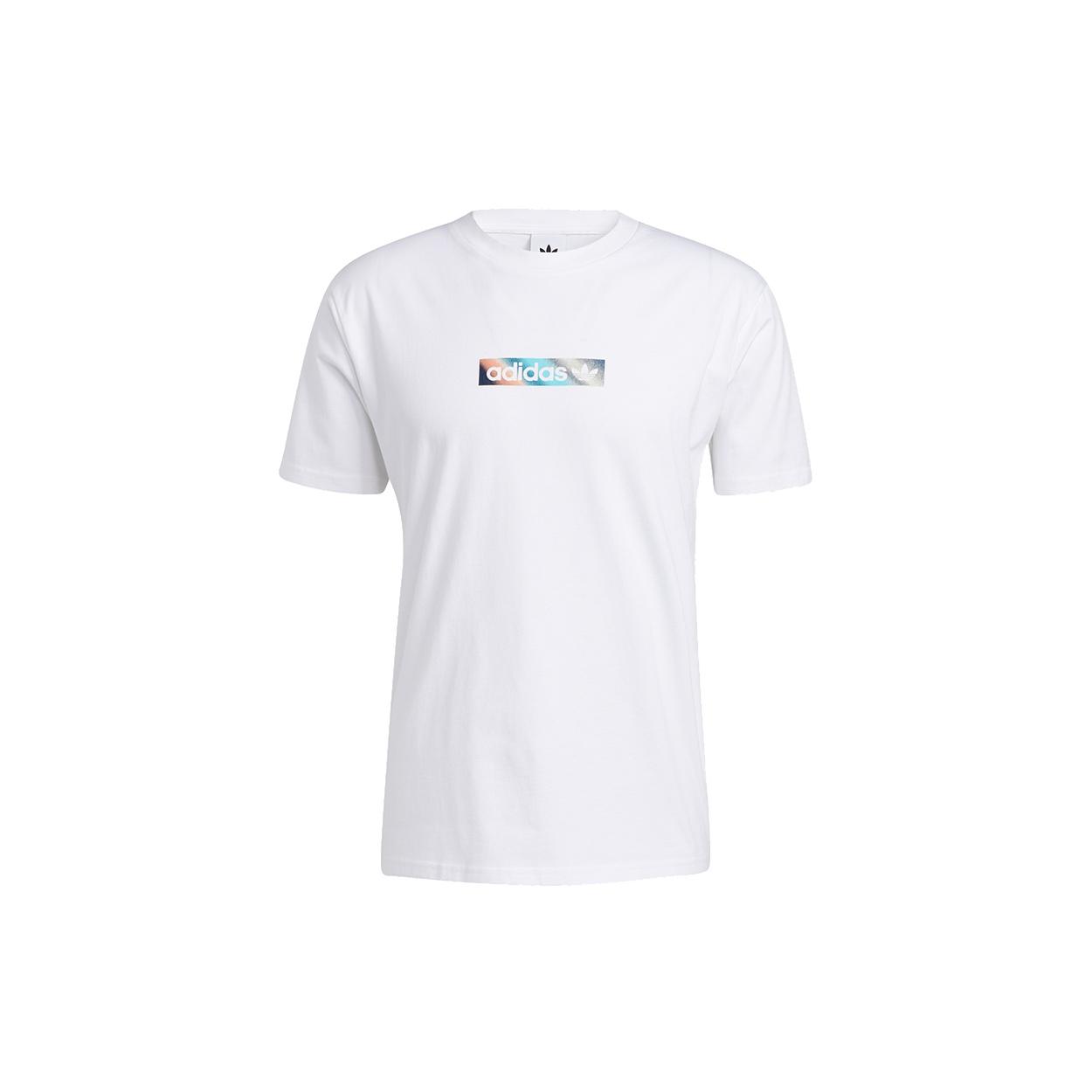adidas originals Summer Box Line Back Printing Sports Short Sleeve White Men s H31311 XS