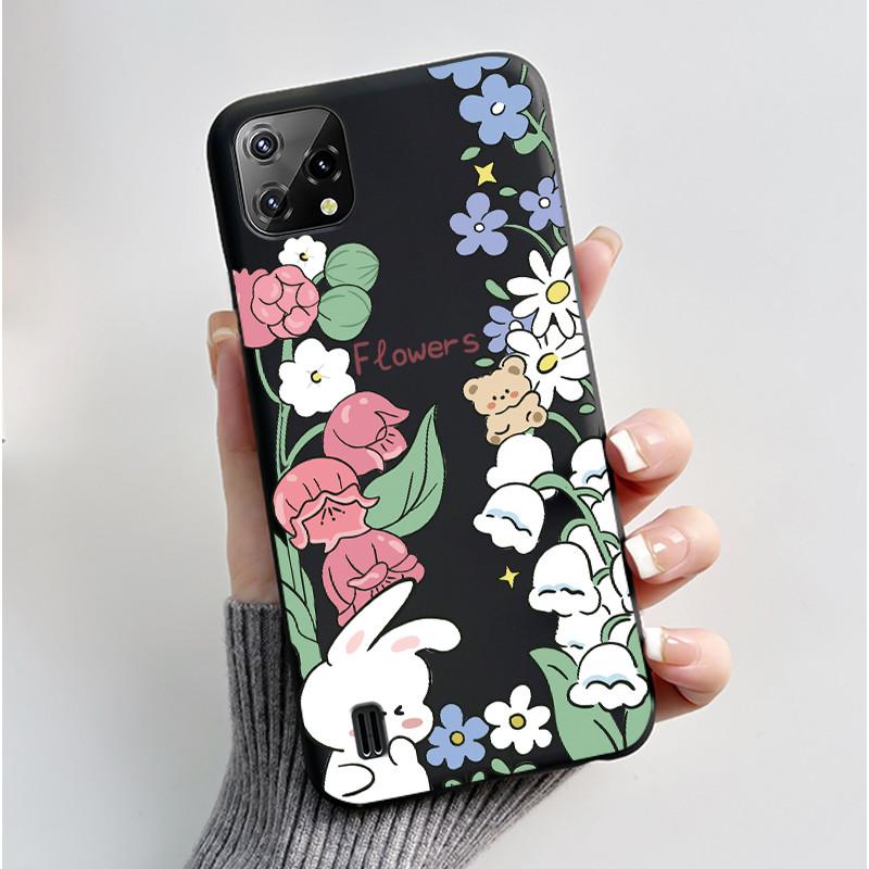 For Blackview A55 Case Oscal C60 Back Cover Luxury Cute Love Rabbit Funny Pattern Black TPU Soft Silicone Protective Phone Case