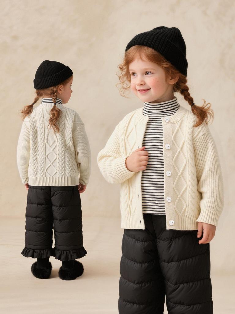 2025 Winter Mädchen Süßer & Vielseitiger Strickcardigan aus Merinowolle