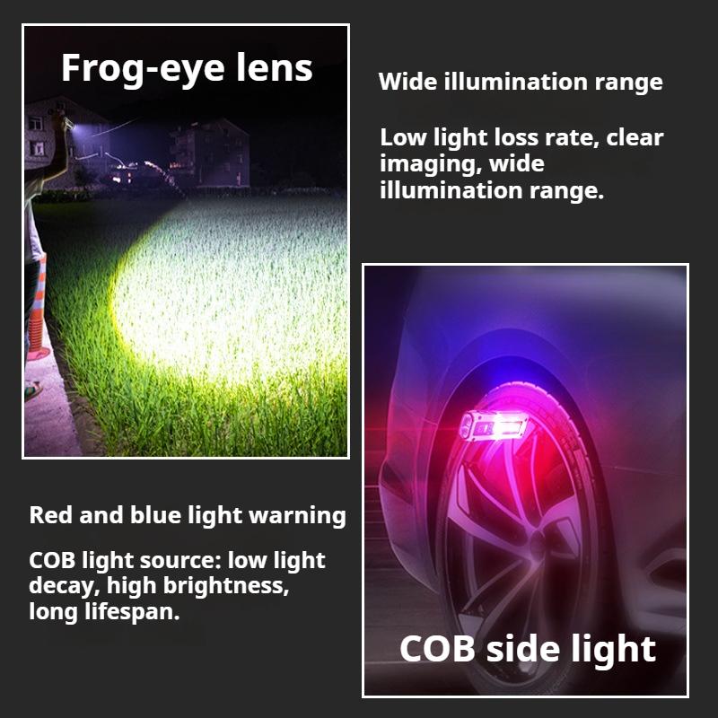 Strong Light Mini Portable Flashlight with 7 Modes Emergency Flashlight for Night Work Vehicle Inspection. Used for Patrolling, Hiking, Fishing