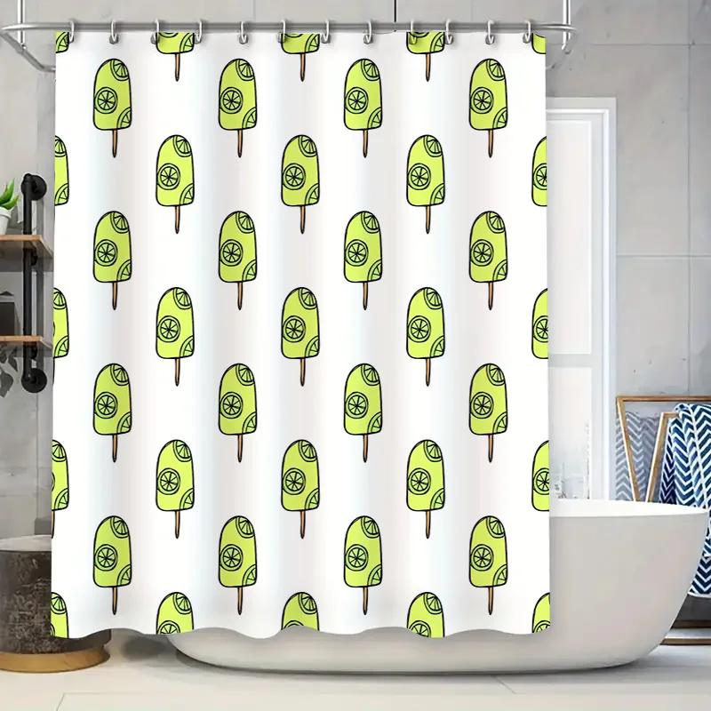 

Green Lemon Pop Ice Cream Pattern Shower Curtain Waterproof Bath Decor Home Decoration White/Black/Grey Background W60H190(CM)-1 Pcs