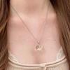 Collana a catena con ciondolo a forma di cuore in cristallo bianco semplice e trasparente, pesca, collana classica alla moda, gioielli per feste, regalo