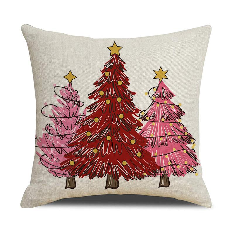 New Red Christmas Pillow Cover Linen Letter Print Pillow Living Room Decoration Sofa Cushion Cover