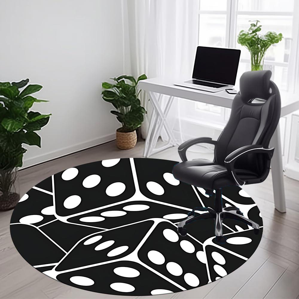 1pc Dice Pattern Office Round Area Rug, Indoor Mat Suitable ForOffice, Under Office Chairs Bedroom Living Room Home Decor, Room Decot248