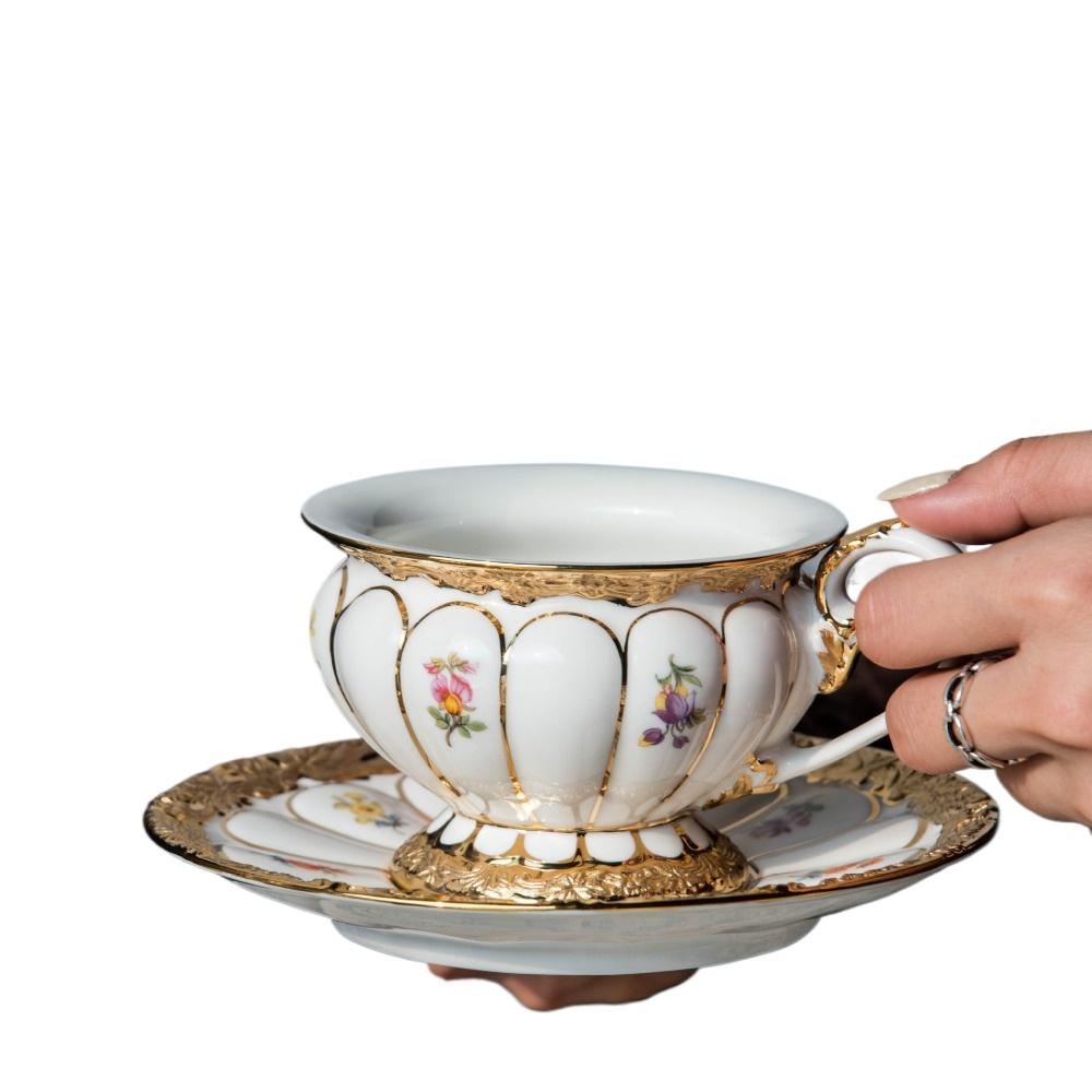 225ML Ceramic Coffee Mug European Court Phnom Penh Cup Luxury Afternoon Camellia Ceramic Latte Mug Cup Drinking Utensils