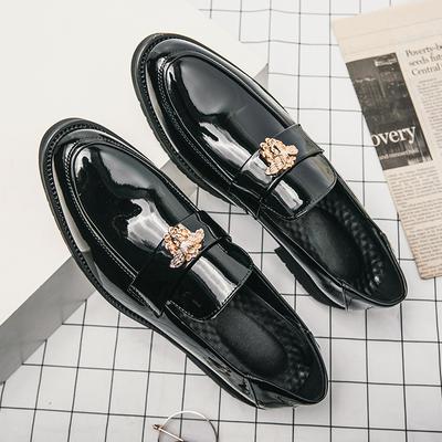 Mocassins de Couro Envernizado Masculinos Casuais de Um Pedal Espelhados Preguiçosos Brilhantes Adolescentes Britânicos Cabeleireiro Versão Coreana Sapatos de Couro