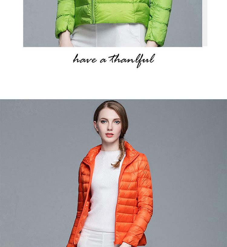 Korean Style Women's Lightweight Slim Fit Down Jacket - Stand Collar, Short, Plus Size, Autumn/Winter