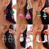 Cartoon Colorful Zircon Bell Christmas Tree Snowman Bowknot Dangle Earrings for Women Friends Romantic Christmas Jewelry Gifts
