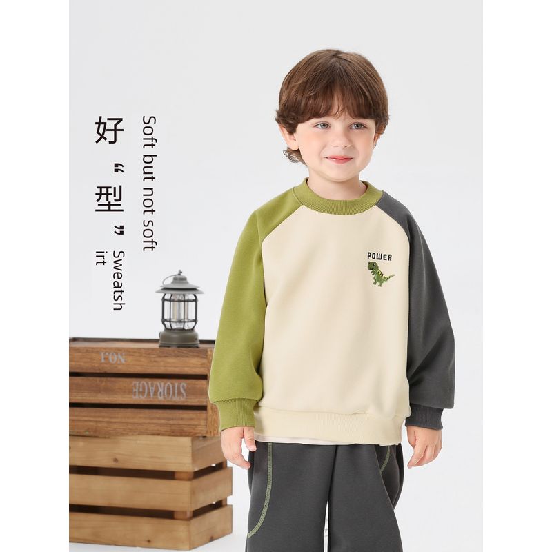 Right European Style Boys' Cartoon Raglan Sleeve Casual Sweatshirt 2026 Spring and Autumn New Children's Loose Top