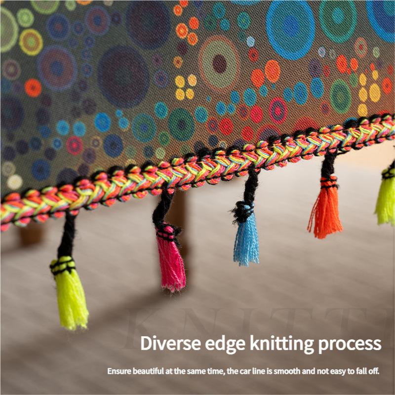 New Colorful Fringe Tablecloth with Printed Pattern Dust-Proof Dining Table Cover Waterproof Rectangular Coffee Table Cover for Home Use