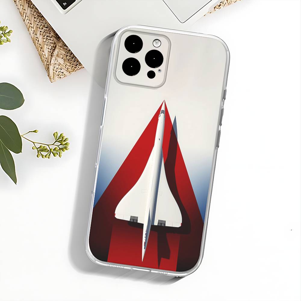 Concorde Air France Phone Case For iPhone 17,16,15,14,13,12,11 Pro,Max,Plus,X,XS,XR,SE4,E Mini Transparent Soft Cover