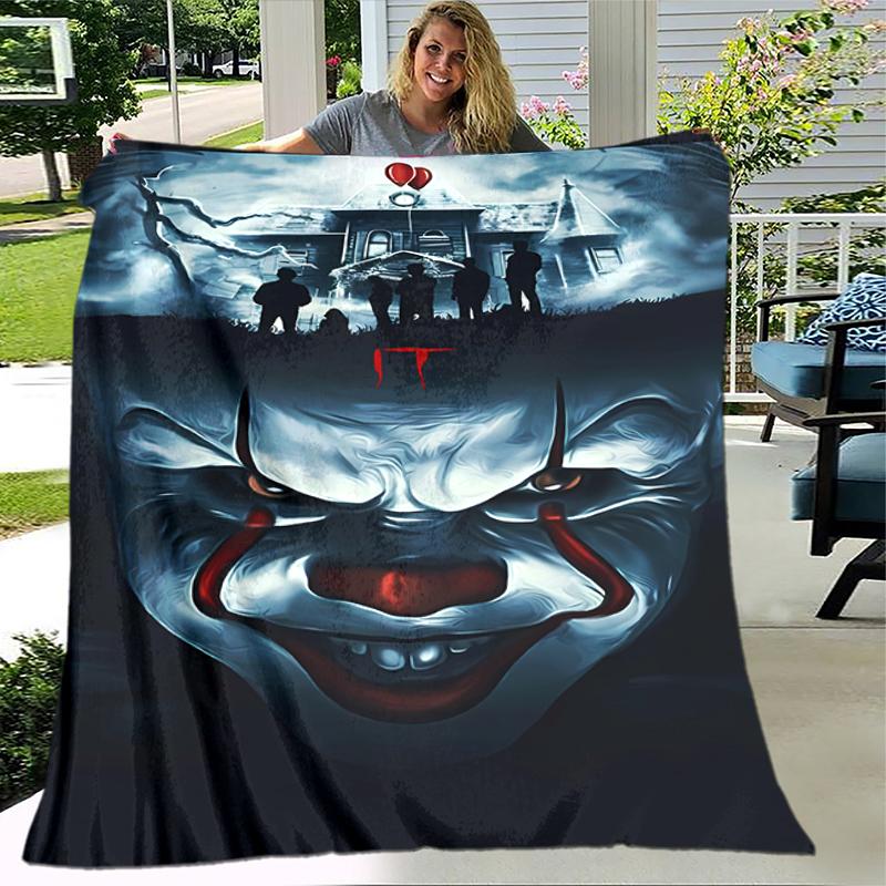 1pc Blanket Pennywise the Dancing Clown Print Design, Lightweight Blanket for Sofa, Bed- Soft &Warm, Gift for All Seasons Like Christmas, Halloween